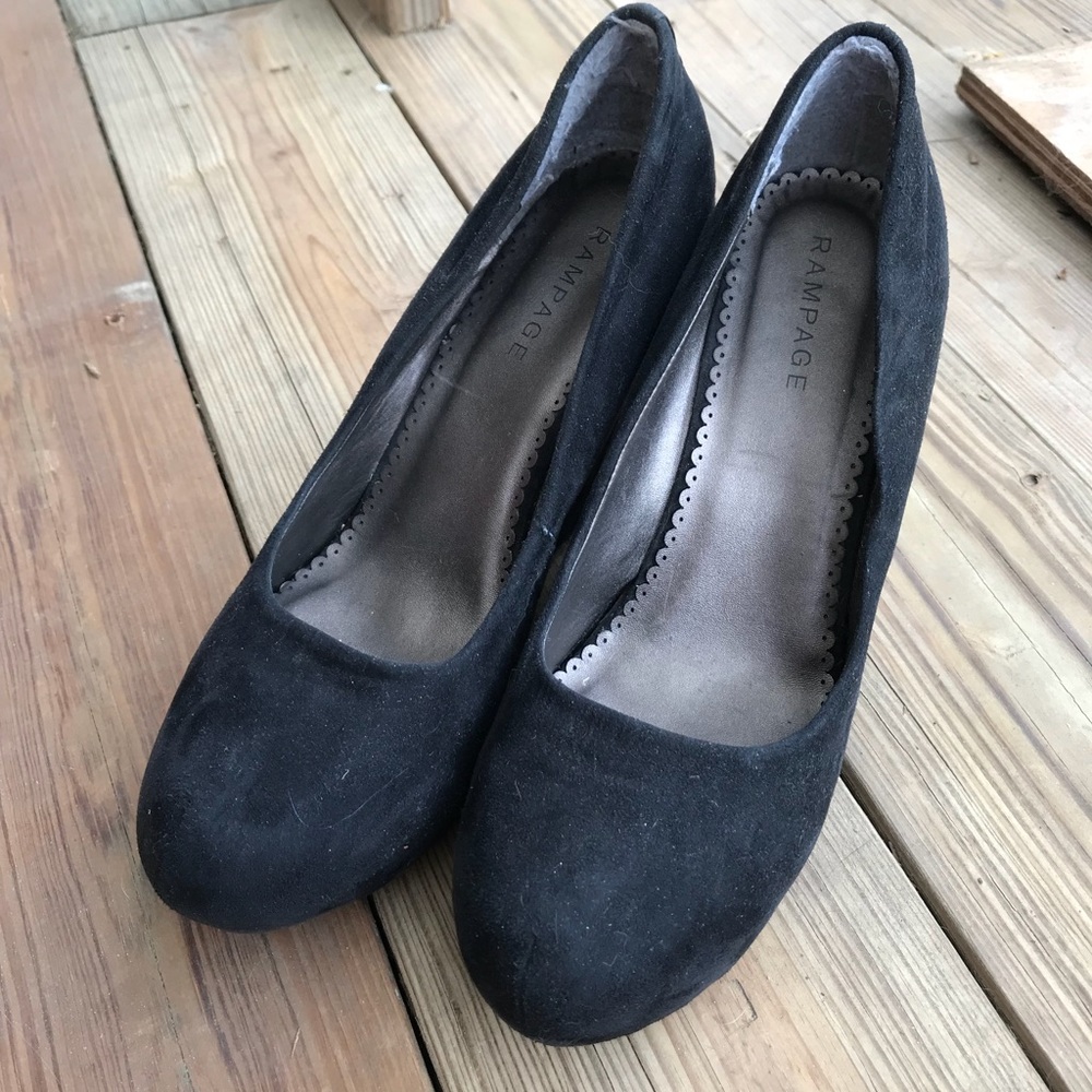 Black suede wedges